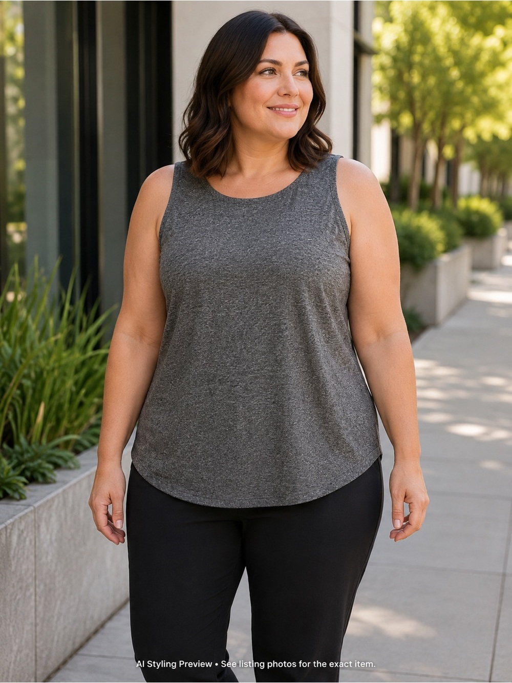 Lands’ End Women’s 2X Gray Activewear Tank Top Stretch Athleisure